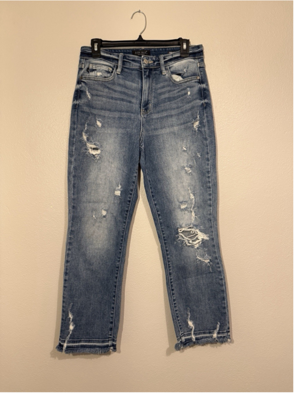 Judy Blue Jeans Women 7 28 Relaxed Fit Straight Fit Stretch Distressed Classic - Picture 1 of 4